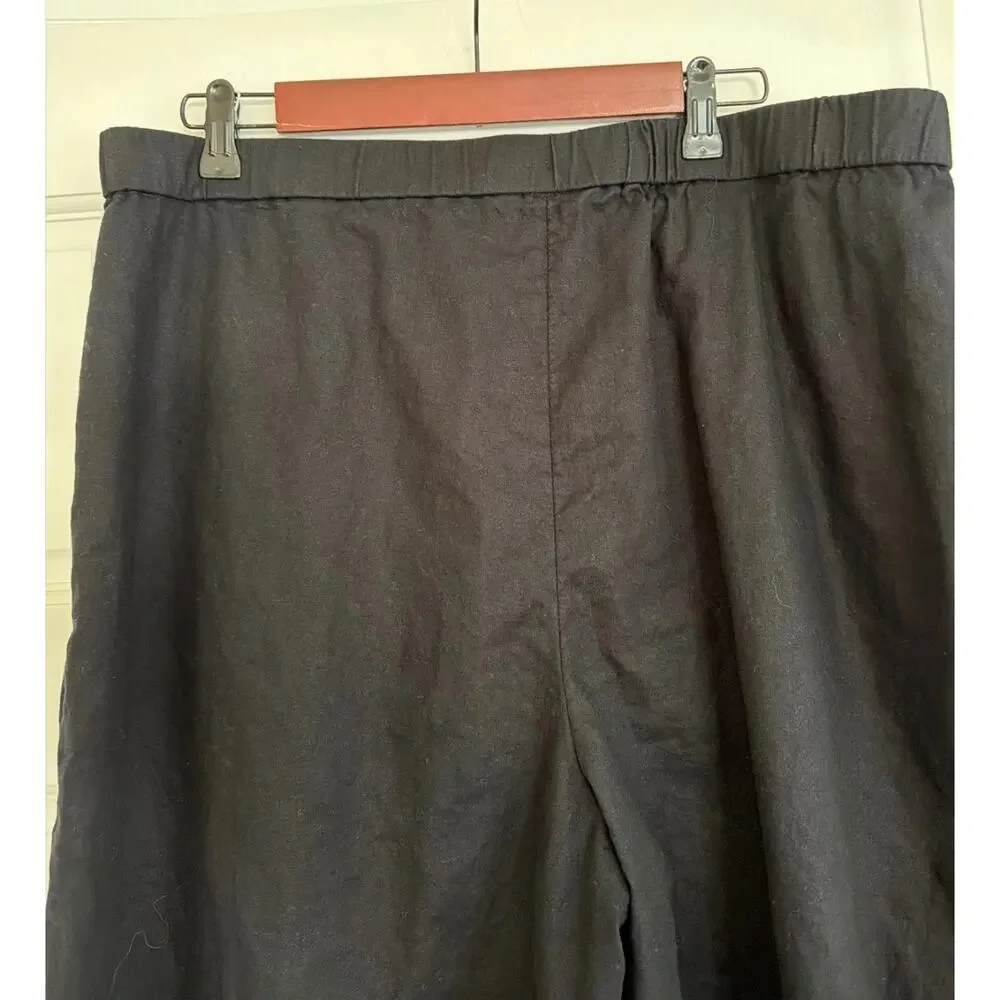 Banana Republic Lina Black Linen Hi Waisted Wide-Leg Pant Minimalist Sz 16 Chic